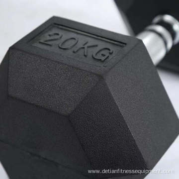 power training equipment hex rubber dumbbell set